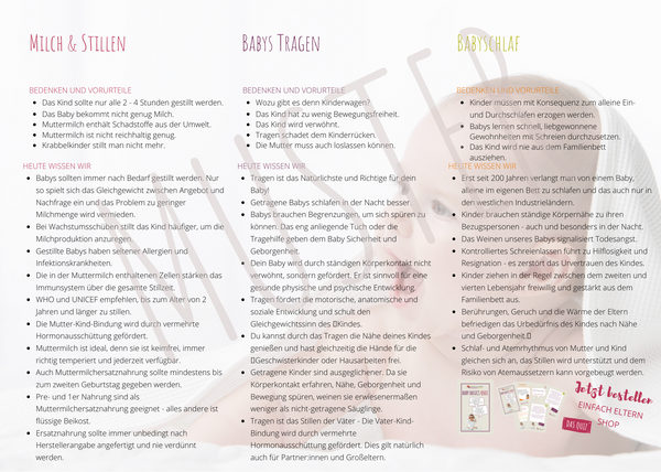 Stillen, Tragen, Schlafen Faltblatt / Flyer